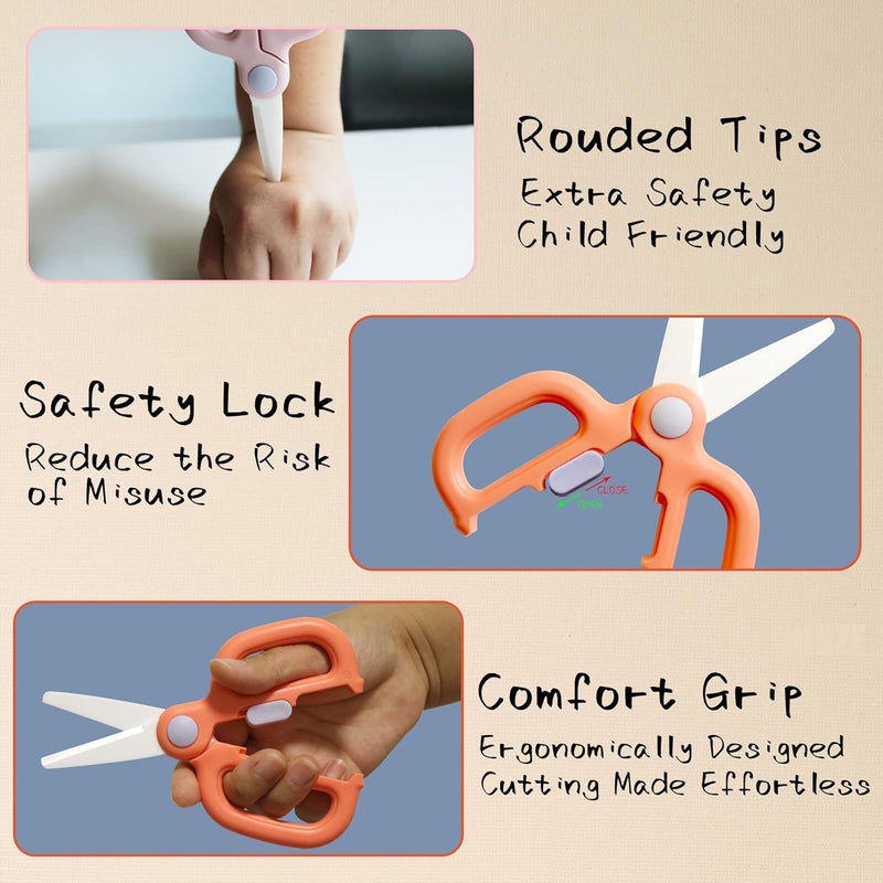Artenny Ceramic Baby Food Scissors Kids with Travel Case, Toddler Scissors with Safety Lock, Ideal for Pizza, Meats, Noodles, Vegetables, and Fruits (A/B) - Image 3